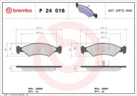 Sada brzdových destiček BREMBO P24016 - FORD Sada brzdových destiček BREMBO P24016 - FORD