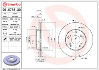 Brzdový kotouč BREMBO 09.6753.30 Brzdový kotouč BREMBO 09.6753.30