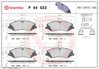 Sada brzdových destiček BREMBO P44022 - LAND ROVER