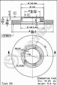 Brzdový kotouč BREMBO 09.6724.10 - TOYOTA Brzdový kotouč BREMBO 09.6724.10 - TOYOTA