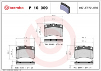 Sada brzdových destiček BREMBO P16009 - DAIHATSU Sada brzdových destiček BREMBO P16009 - DAIHATSU