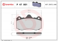 Sada brzdových destiček BREMBO P47001 - LOTUS Sada brzdových destiček BREMBO P47001 - LOTUS