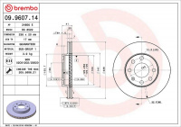 Brzdový kotouč BREMBO 09.9607.14 - OPEL