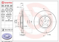 Brzdový kotouč BREMBO MAX 09.9133.80 - CHRYSLER Brzdový kotouč BREMBO MAX 09.9133.80 - CHRYSLER
