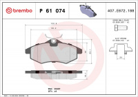 Sada brzdových destiček BREMBO P61074 - CITROËN