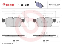 Sada brzdových destiček BREMBO P36031 - JAGUAR, LAND ROVER