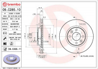 Brzdový kotouč BREMBO 09.C285.11 - DACIA, RENAULT, SMART