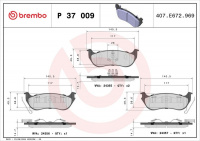 Sada brzdových destiček BREMBO P37009 - JEEP Sada brzdových destiček BREMBO P37009 - JEEP