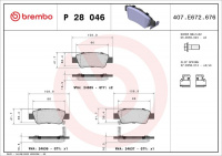 Sada brzdových destiček BREMBO P28046 - HONDA