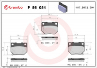 Sada brzdových destiček BREMBO P56054 - NISSAN Sada brzdových destiček BREMBO P56054 - NISSAN