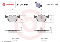 Sada brzdových destiček BREMBO P06044 - BMW, LAND ROVER