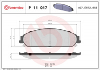 Sada brzdových destiček BREMBO P11017 - DODGE, LANCIA