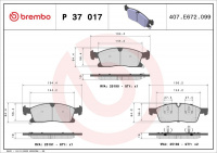 Sada brzdových destiček BREMBO P37017 - DODGE, JEEP