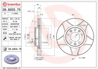 Brzdový kotouč BREMBO MAX 09.8303.75 - PEUGEOT Brzdový kotouč BREMBO MAX 09.8303.75 - PEUGEOT