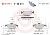 Sada brzdových destiček BREMBO P28076 - HONDA Sada brzdových destiček BREMBO P28076 - HONDA