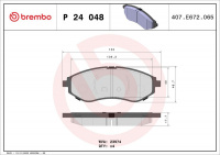 Sada brzdových destiček BREMBO P24048 - CHEVROLET