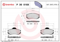 Sada brzdových destiček BREMBO P30018X - HYUNDAI, KIA