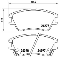 Sada brzdových destiček BREMBO P30027 - HYUNDAI Sada brzdových destiček BREMBO P30027 - HYUNDAI