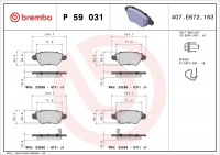 Sada brzdových destiček BREMBO P59031 - OPEL Sada brzdových destiček BREMBO P59031 - OPEL