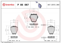 Sada brzdových destiček BREMBO P85067 - AUDI, VW