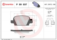 Sada brzdových destiček BREMBO P59037 - OPEL Sada brzdových destiček BREMBO P59037 - OPEL