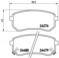 Sada brzdových destiček BREMBO P30033 - HYUNDAI, KIA