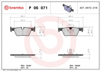 Sada brzdových destiček BREMBO P06071 - BMW