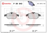 Sada brzdových destiček BREMBO P59043 - OPEL, SAAB