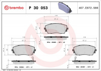 Sada brzdových destiček BREMBO P30053 - KIA