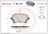 Sada brzdových destiček BREMBO P85076 - AUDI, VW Sada brzdových destiček BREMBO P85076 - AUDI, VW