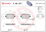 Sada brzdových destiček BREMBO P85077 - SEAT, ŠKODA, VW