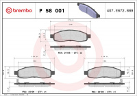 Sada brzdových destiček BREMBO P58001 Sada brzdových destiček BREMBO P58001