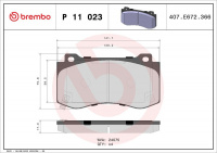 Sada brzdových destiček BREMBO P11023 - CHRYSLER, DODGE, JEEP