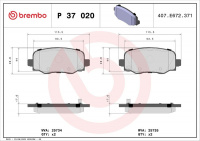 Sada brzdových destiček BREMBO P37020 - JEEP Sada brzdových destiček BREMBO P37020 - JEEP