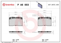 Sada brzdových destiček BREMBO PA6003 - ALFA ROMEO, IVECO