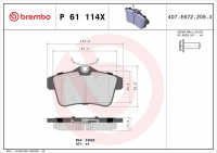Sada brzdových destiček BREMBO P61114X - CITROËN, DS, PEUGEOT