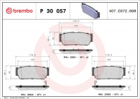 Sada brzdových destiček BREMBO P30057 - KIA, SSANGYONG