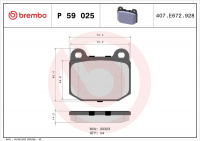 Sada brzdových destiček BREMBO P59025 - LOTUS, OPEL