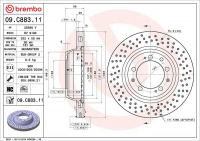 Brzdový kotouč BREMBO 09.C883.11 - PORSCHE