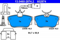 Sada brzdových destiček ATE 13.0460-2874 (AT 602874) - VW Sada brzdových destiček ATE 13.0460-2874 (AT 602874) - VW