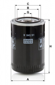 Olejový filtr MANN MF W940/91 Olejový filtr MANN MF W940/91