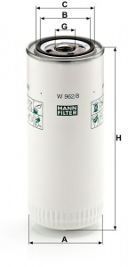 Olejový filtr MANN W962/8 (MF W962/8) - DAF, FIAT