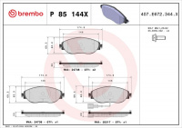 Sada brzdových destiček BREMBO P85144X - AUDI, SEAT, ŠKODA, VW