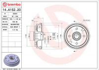 Brzdový buben BREMBO 14.A152.20 Brzdový buben BREMBO 14.A152.20