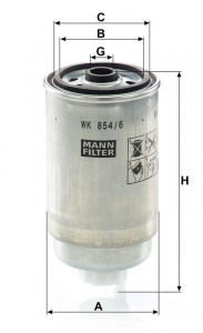Palivový filtr MANN WK854/6 (MF WK854/6) - ALFA ROMEO, CITROËN, FIAT, PEUGEOT, LANCIA