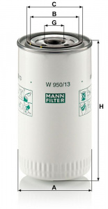 Olejový filtr MANN W950/13 (MF W950/13) - VOLVO Olejový filtr MANN W950/13 (MF W950/13) - VOLVO
