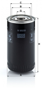 Olejový filtr MANN W950/26 (MF W950/26) - GINAF, IVECO