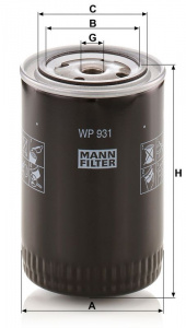 Olejový filtr MANN WP931 (MF WP931) - FIAT Olejový filtr MANN WP931 (MF WP931) - FIAT