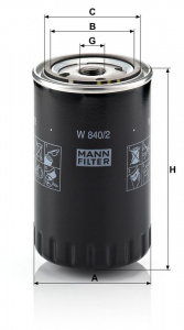 Olejový filtr MANN W840/2 (MF W840/2) - AUDI, SEAT, VW