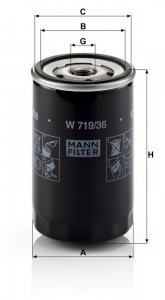 Olejový filtr MANN W719/36 (MF W719/36) - JAGUAR